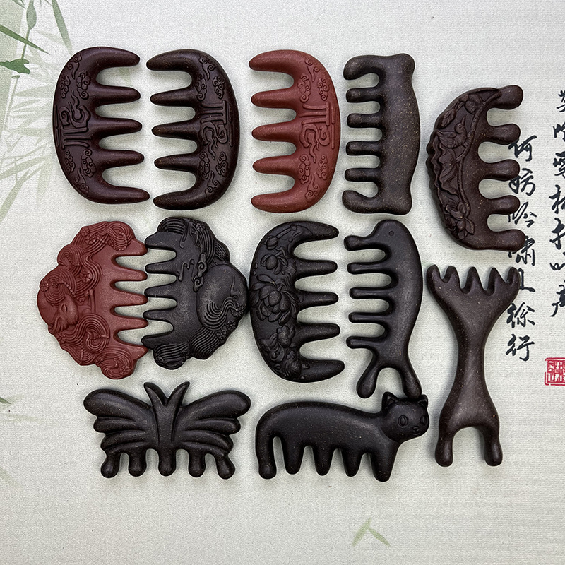 Live Streaming Tiktok Trending Polygonum Multiflorum Massage Comb Hairbrush Natural Herbal Comb Chinese Medicine Comb Hair Care Comb Wholesale