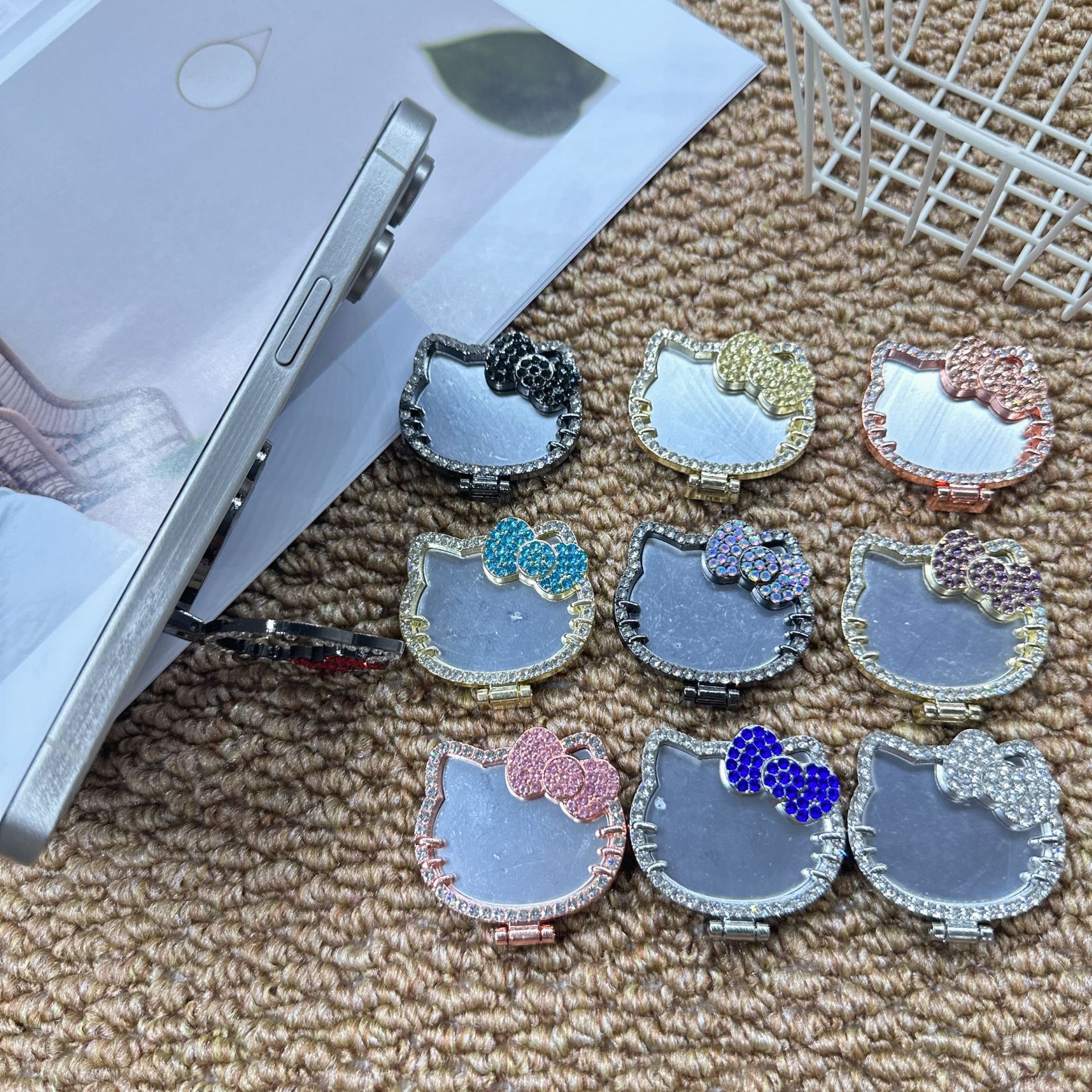 Держатель для телефона с кольцом, оригинальный цветной зеркальный держатель Kt Cat, настольный гаджет для просмотра, наклейка на заднюю часть