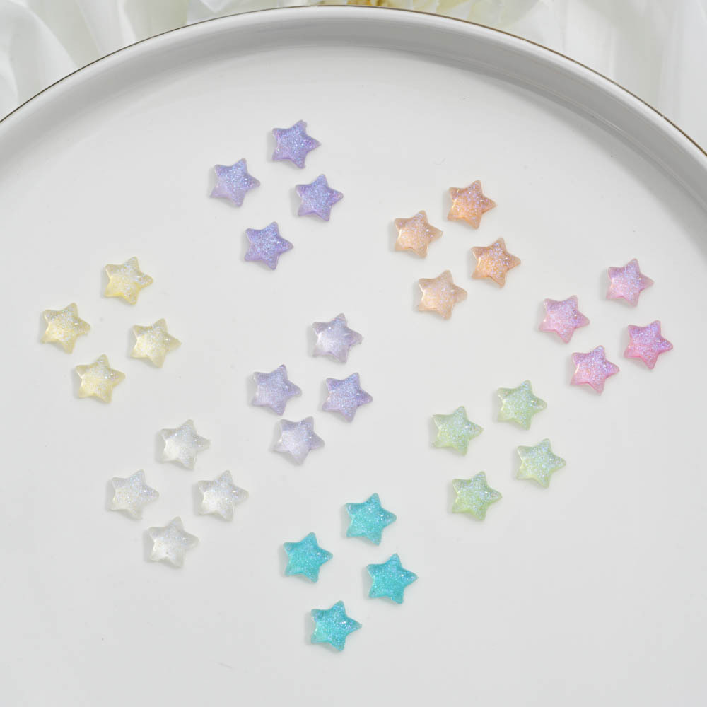 New luminous mocha star nail jewelry wear nail sticking Diamond five-pointed star diy clothing phone case headdress