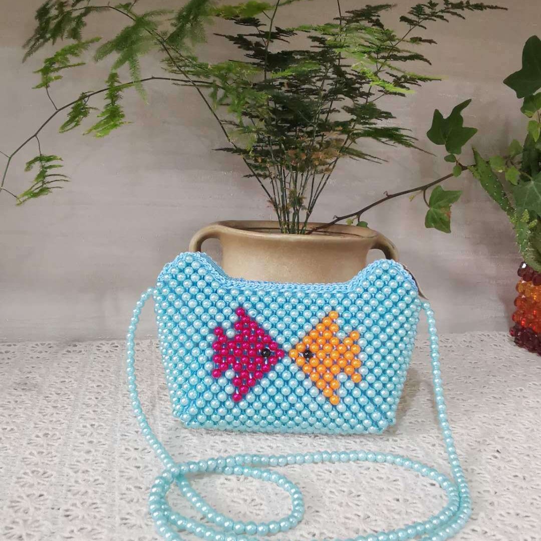 Factory Wholesale Scenic Spot Bag, Street Stall Bag, Crossbody Bead Shoulder Bag, Cartoon Long Strap Ingot Bag, Imitation Pearl Bag