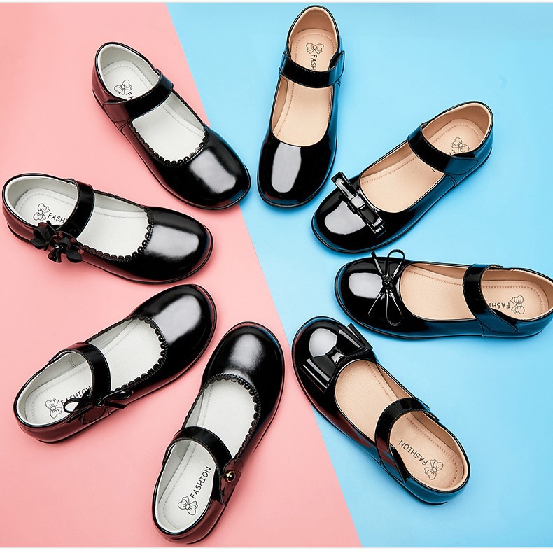 Girls Black Leather Shoes Performance Shoes Princess Shoes Small Leather Shoes Children's School Leather Soft Sole Shoes School Shoes