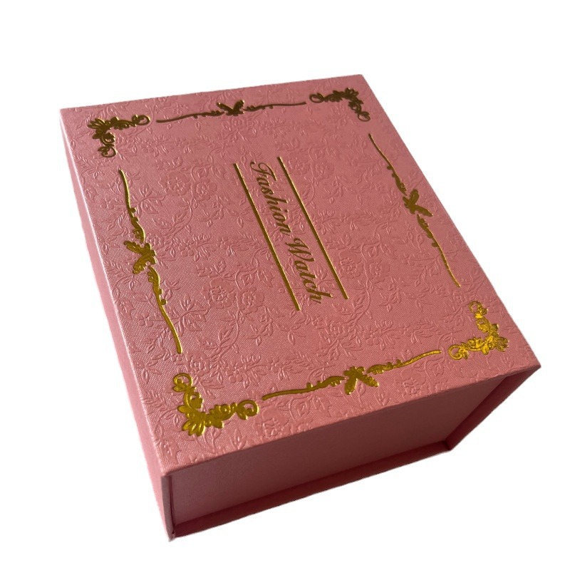 Rose Watch Box, Bracelet Box, Magnetic Buckle Flip-Top Book-Shaped Paper Gift Packaging Box, Holiday Box, Gift Box