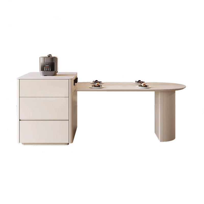 Island Table Integrated Home Retractable Modern Simple Slate Dining Table Kitchen Island Table Arc-Shaped Small Apartment