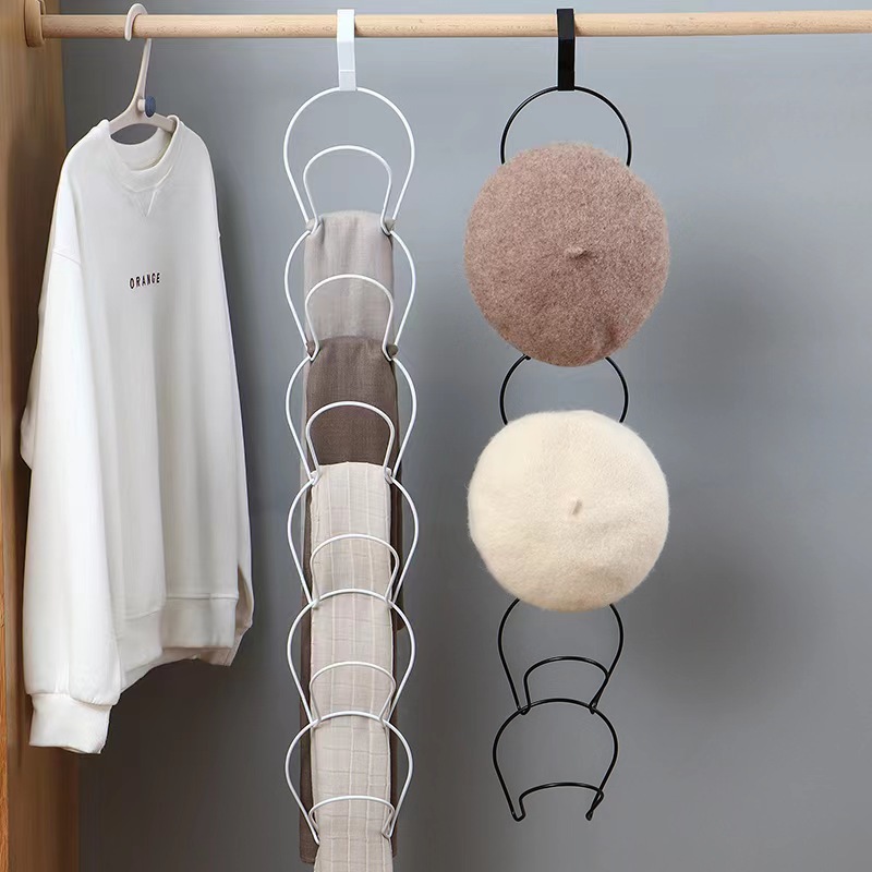 A Hanging Hat Storage Artifact Hood Hook Punch-free Wardrobe Door Rear Hanging Bag Cap Scarf Storage Rack