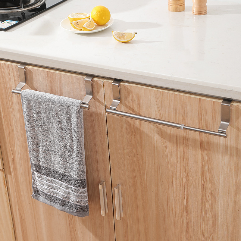 In-Stock 430 Stainless Steel Towel Rack, No-Drill Towel Bar, Bathroom Single Rod Towel Rack, Cabinet Storage Rack