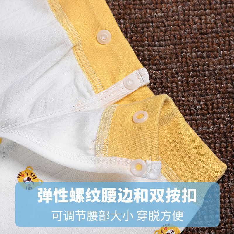 Newborn Baby Long-Sleeved Suit Pure Cotton Boneless Snap-Button Crotch Pants Spring & Fall Base Layer for 0-12 Months Baby