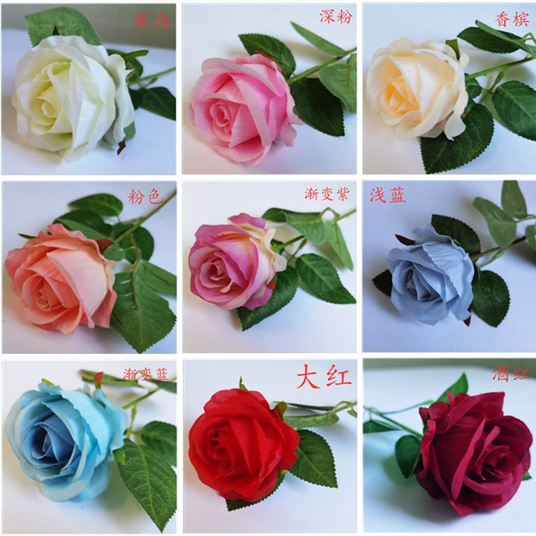 Artificial Rose Single Stem Rose Valentine's Day Home Wedding Artificial Flower Fake Flower Artificial Touch Velvet Rose