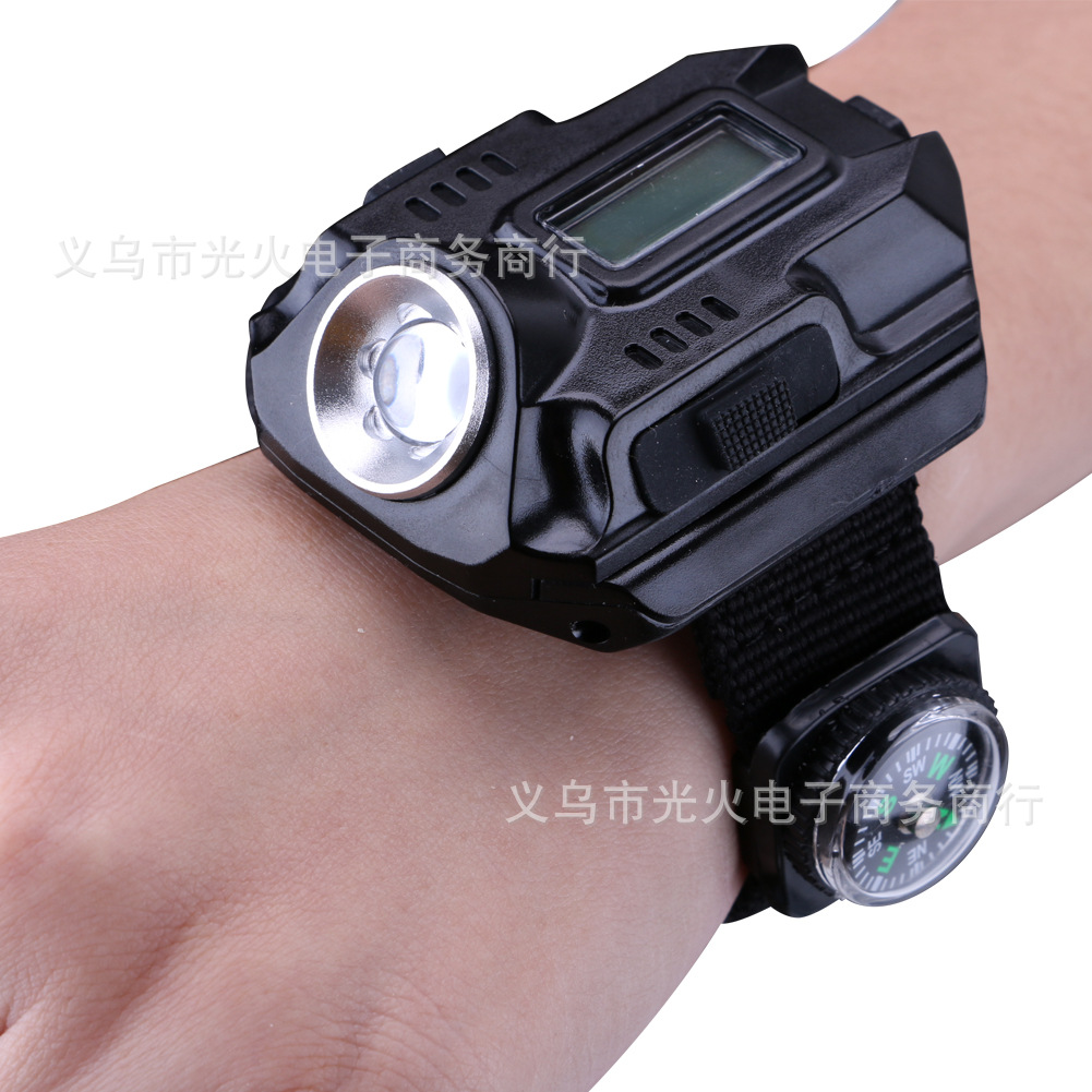 Led Wrist Light with Display Built-In Rechargeable Battery Hand-Mounted Flashlight Wrist Light