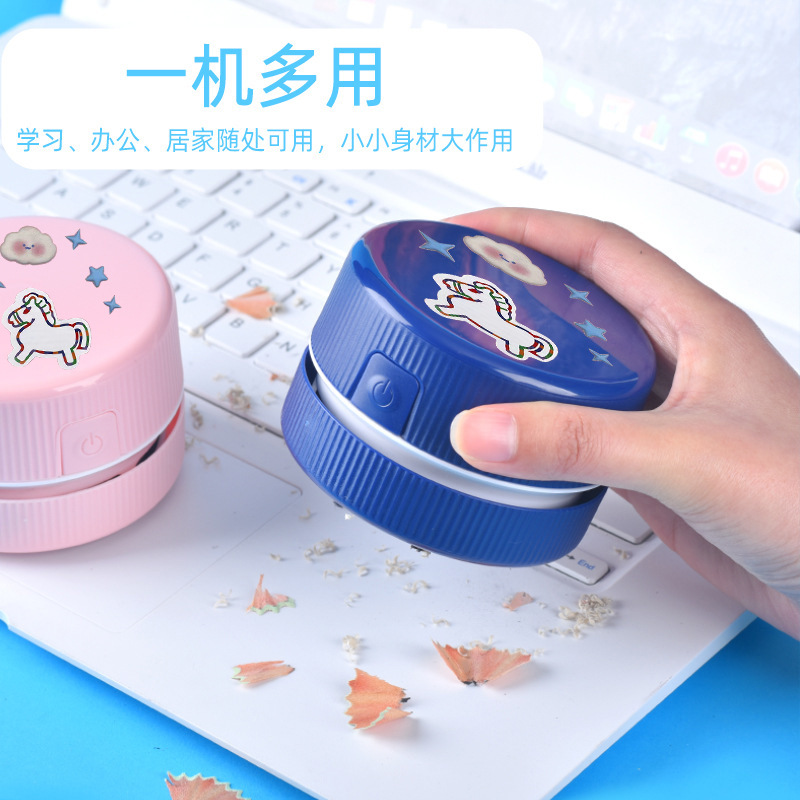 Optional Logo Rechargeable Student Desktop Vacuum Cleaner Suck Rubber Scrap Mini Handheld Desktop Cleaner Commemorative Seal