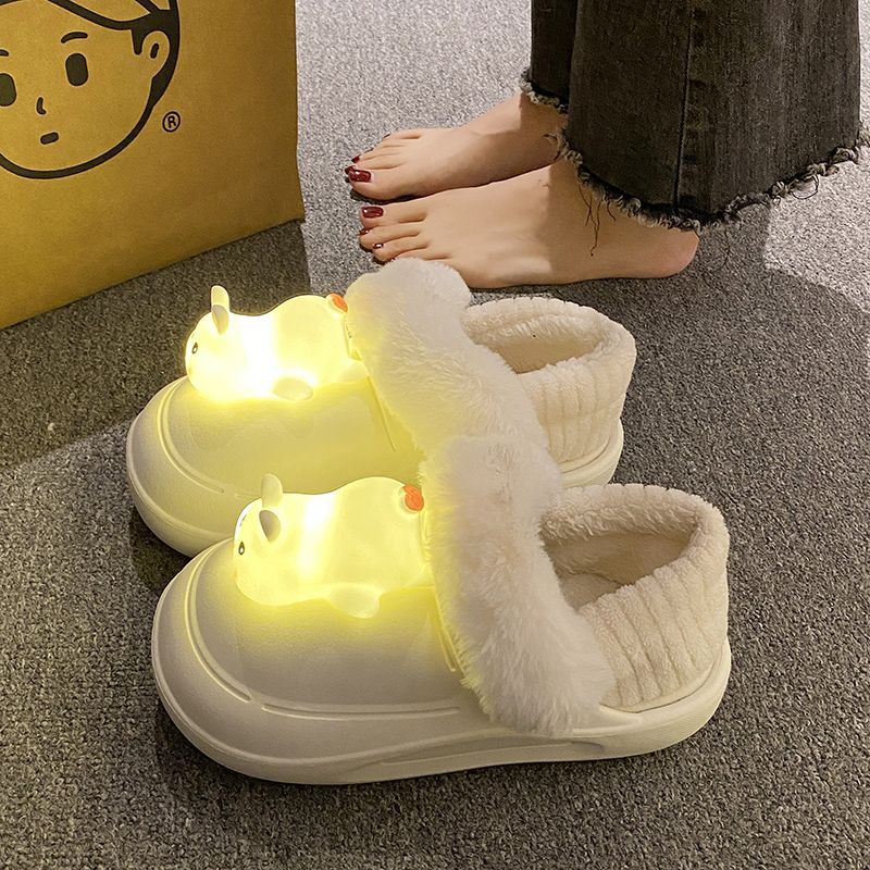 Зимние светящиеся съемные хлопковые тапочки для мужчин и женщин, для дома, теплые и яркие, удобные для студентов и пар