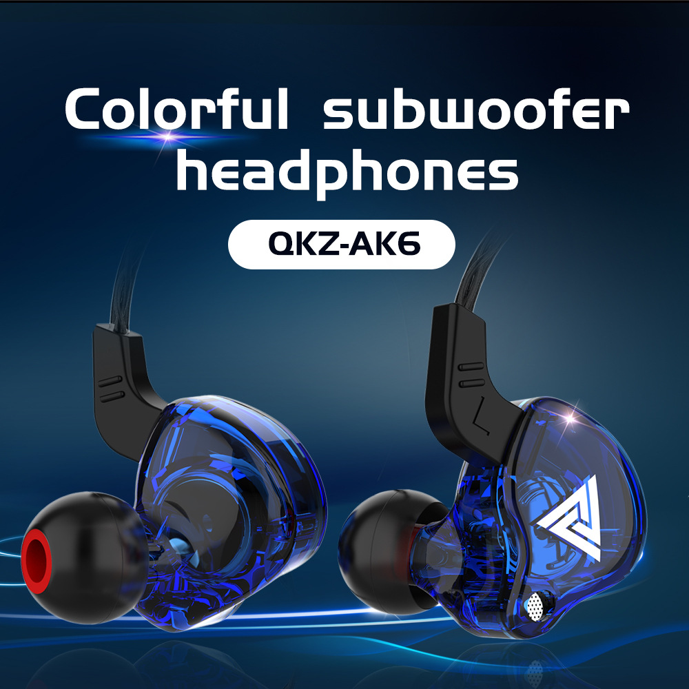 Qkz Ak6 Wire-Controlled Headphones, In-Ear Heavy Bass with Microphone, Mobile Phone Headphones, Cross-Border Hot-Selling Sports Headphones