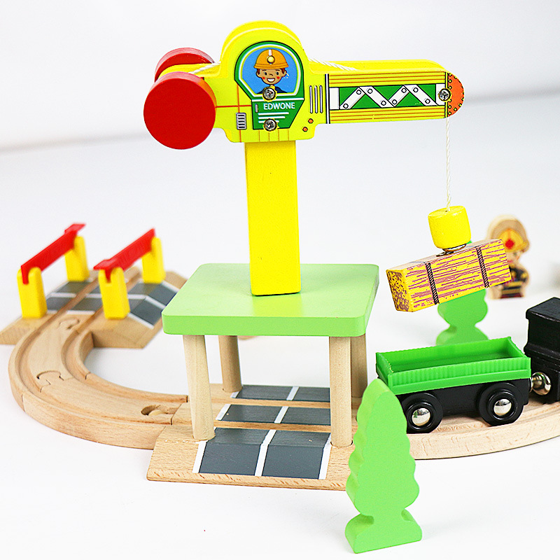 EDWONE wooden track magnetic train toy wooden track scene accessories Beech track children toys wholesale