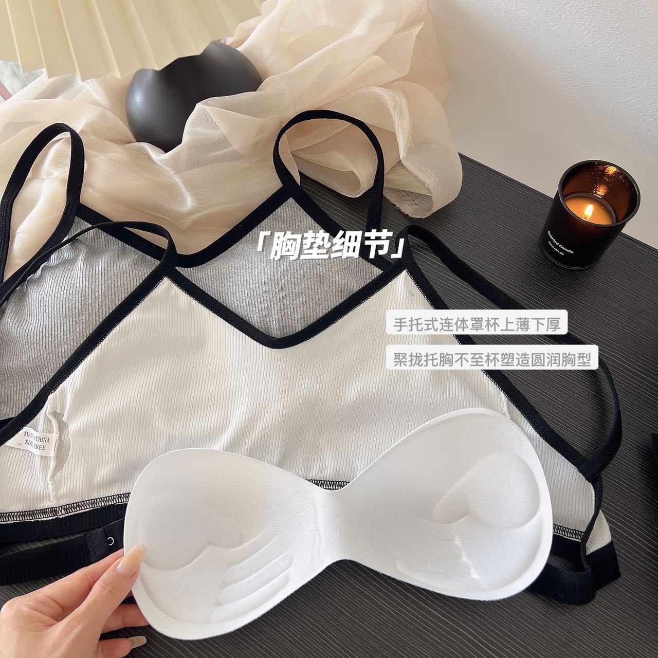 Anti-Exposure Beautiful Back Sports Bra for Women with Small Breasts Push-Up Vest All-In-One No Rims with Breast Pads Bandeau Bra