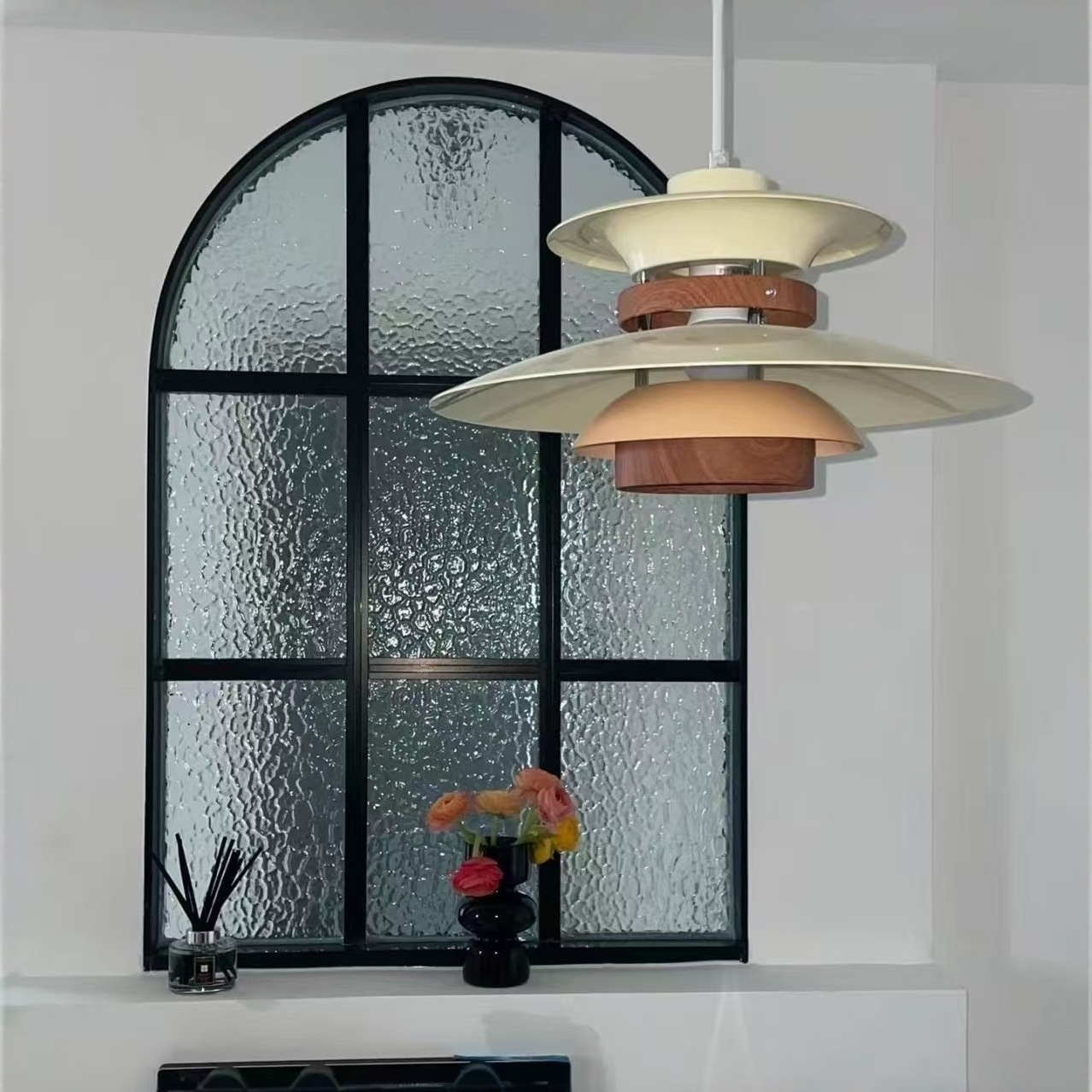 Французское ретро окно из кованого железа, алюминиевый арочный перегородочный световой оконный блок