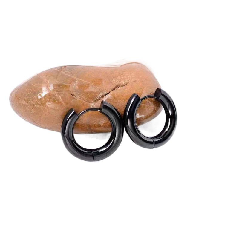 European and American Style Heavy Metal Gold Round Stainless Steel Earrings Titanium Steel Round Coil Earrings Fashion Trendy Jewelry