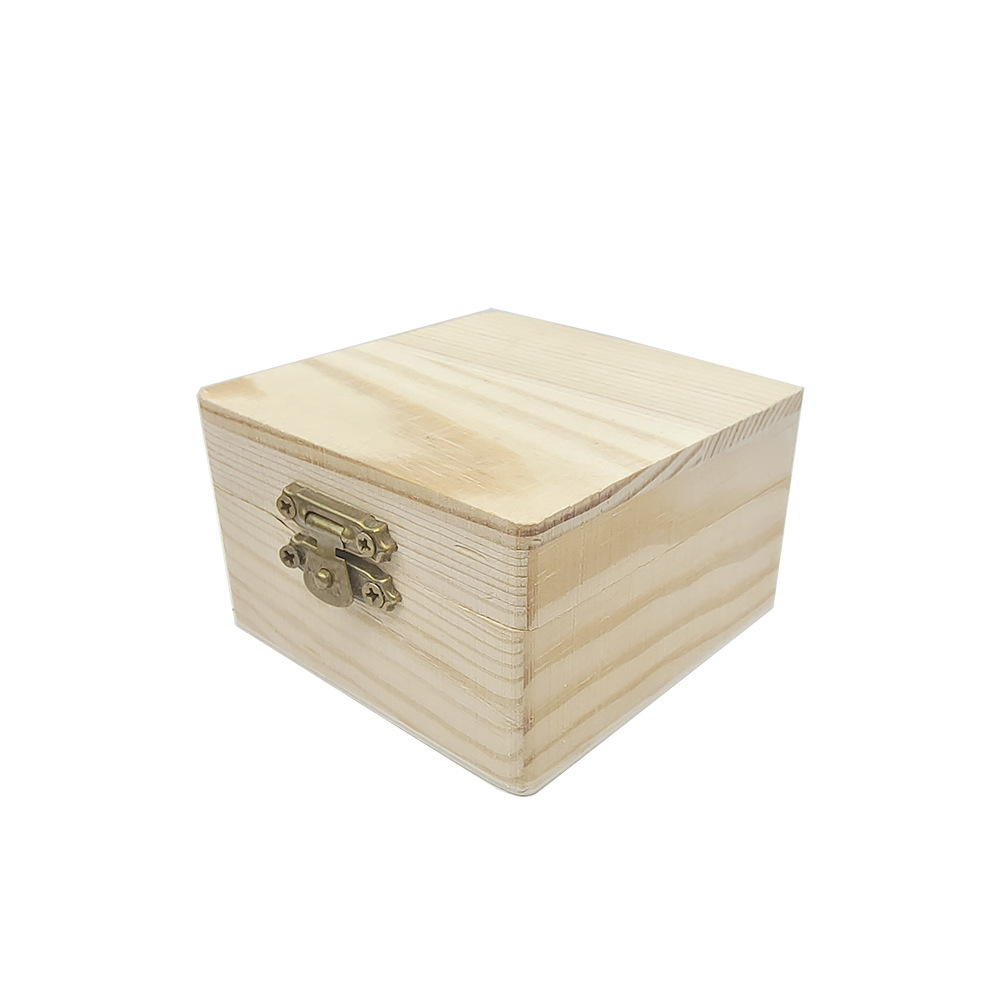Wooden Box Jewelry Box Pine Box Storage Box Gift Box Solid Wood Small Square Box Wooden Pine Box Small Wooden Box Packaging