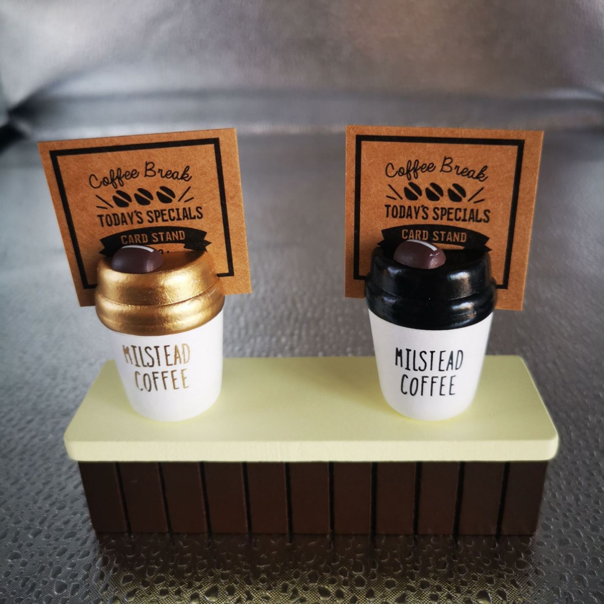 Creative Simple Round Mini Coffee Cup Business Card Holder Wooden Business Card Holder Note Holder Car Cute Handmade Ornaments