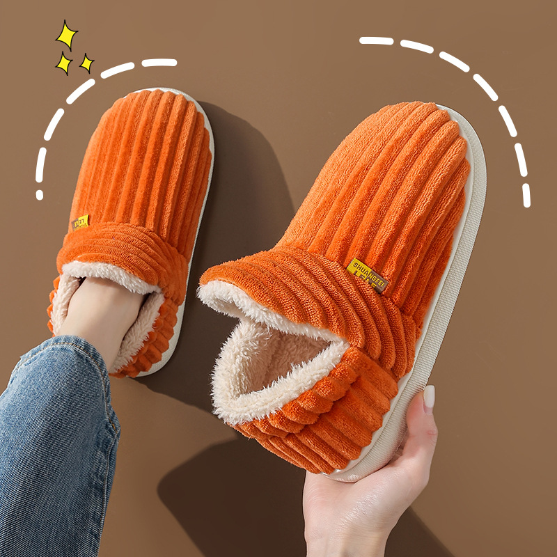 Autumn and Winter Cotton Slippers Women's Couple's Warm Non-Slip Indoor Home Fluffy Fleece-Lined Outwear Moon Cotton Shoes for Men