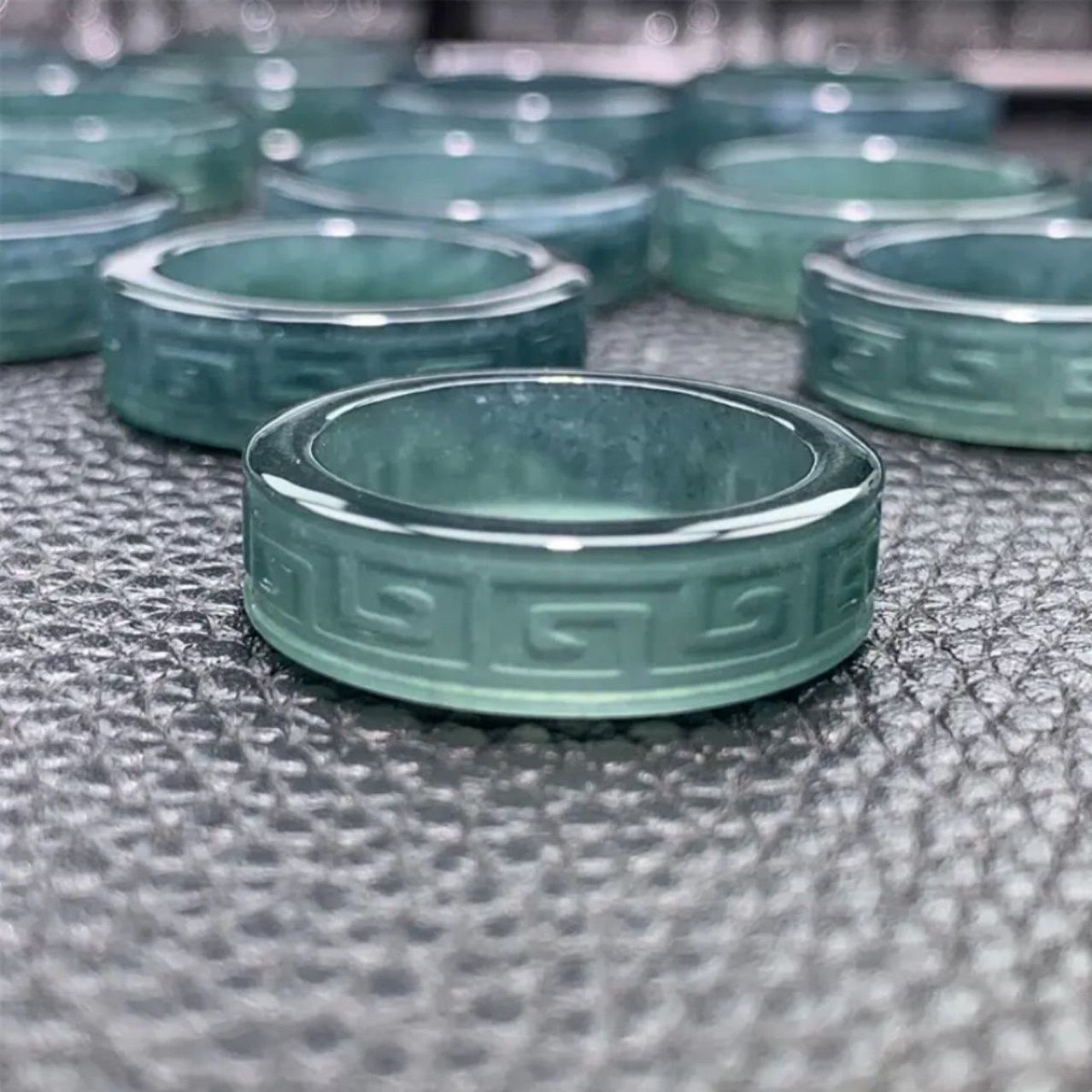 Оригинальное кольцо из натурального нефрита A-Grade с антикварным узором, ледяной нефрит, стильное кольцо для мужчин и женщин