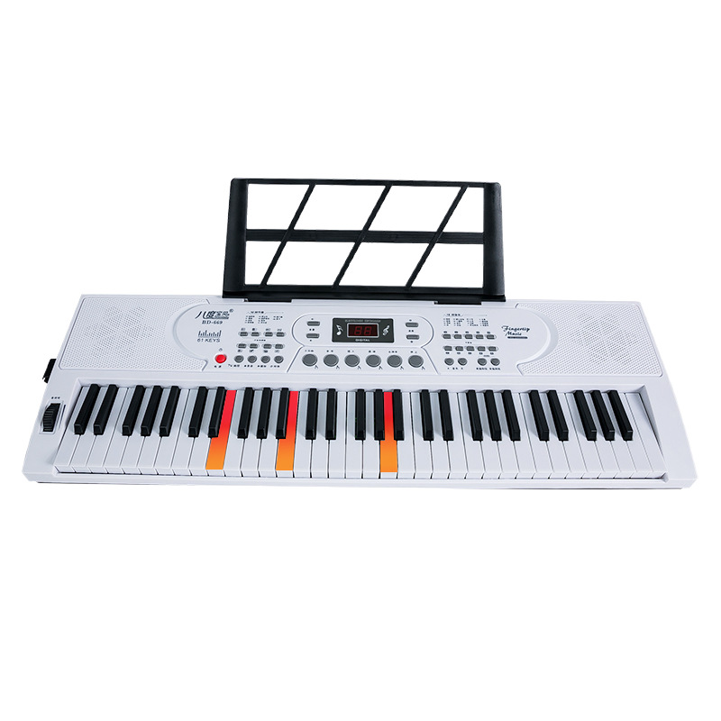 Entry-Level Portable Piano Instrument Wholesale with Sliding Wheel Plastic Cross-Border Children's Student Multifunctional 61-Key Electronic Keyboard