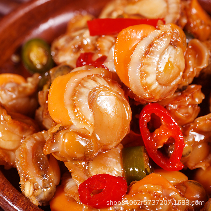 Spicy Scallop Meat Ready-To-Eat Cooked Food Spicy Qingdao Specialty Ezo Scallop Small Seafood Snacks Canned Scallop Meat Snacks