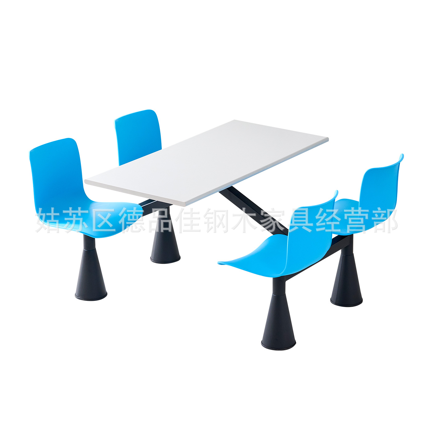 Canteen Dining Table and Chairs, Slate Conjoined Stainless Steel Dining Table and Chairs, School Company Employee Canteen Fast Food Dining Table and Chair Combination