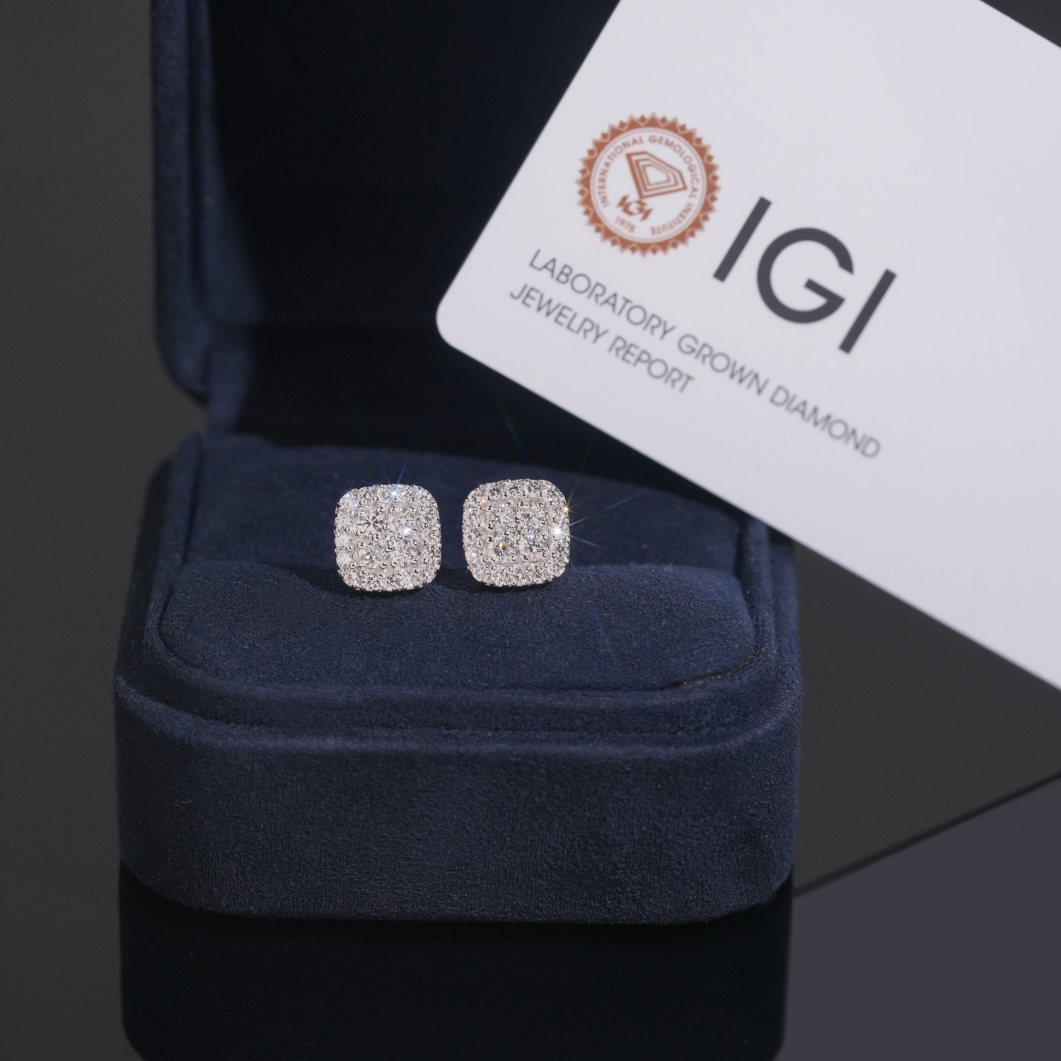 Hot-Selling Foreign Trade S925 Silver Inlaid Lab-Grown Diamond Hip-Hop Stud Earrings 10mm Square European and American Unisex Jewelry