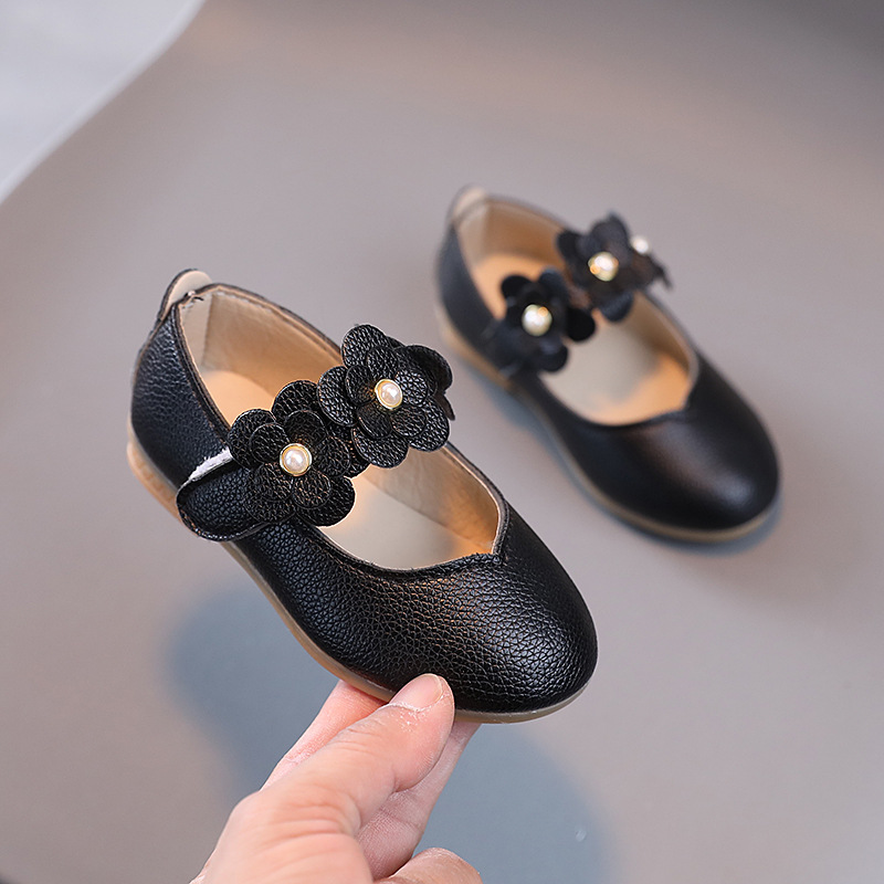 2023 Spring and Autumn New Korean Style Children's Shoes Soft-soled Flower Girl's Leather Shoes Big Children's Princess Shoes Baby Shoes
