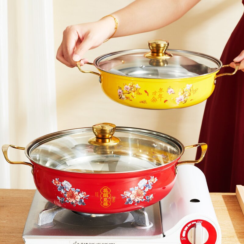 Factory wholesale stainless steel thickened hot pot soup pot cornucopia soup pot Buddha jump wall with pot big pot hot pot