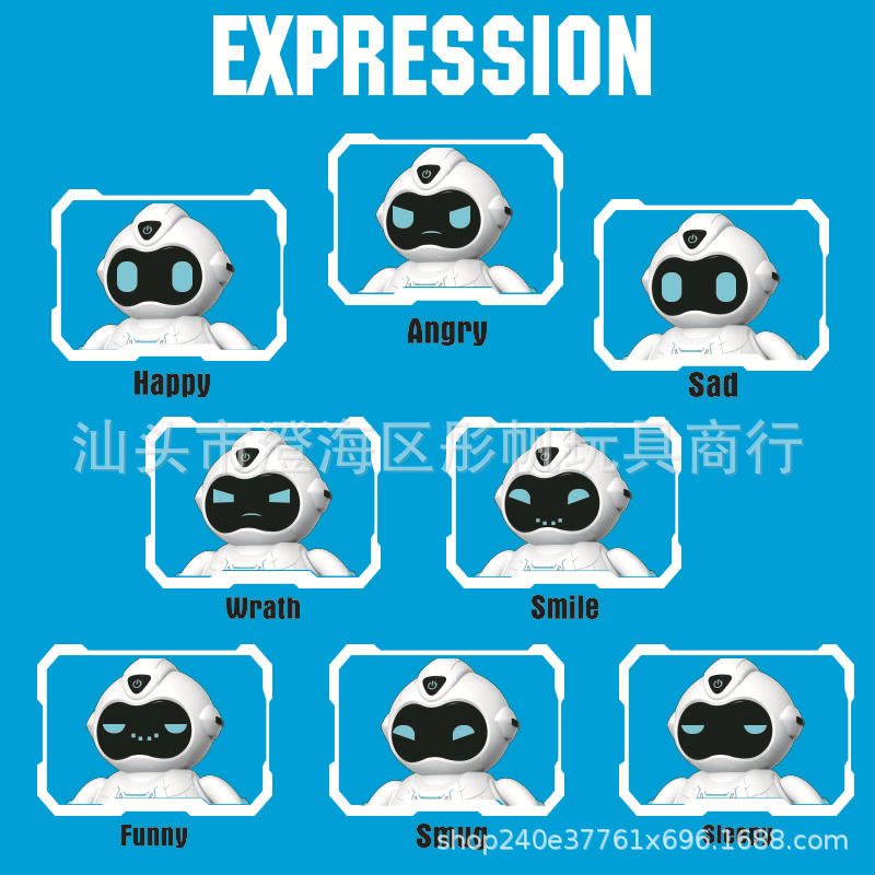 Cross-border Desktop Intelligent Electric Robot Touch Expression Face-changing Recording and Reading Educational Interactive Children's Gift