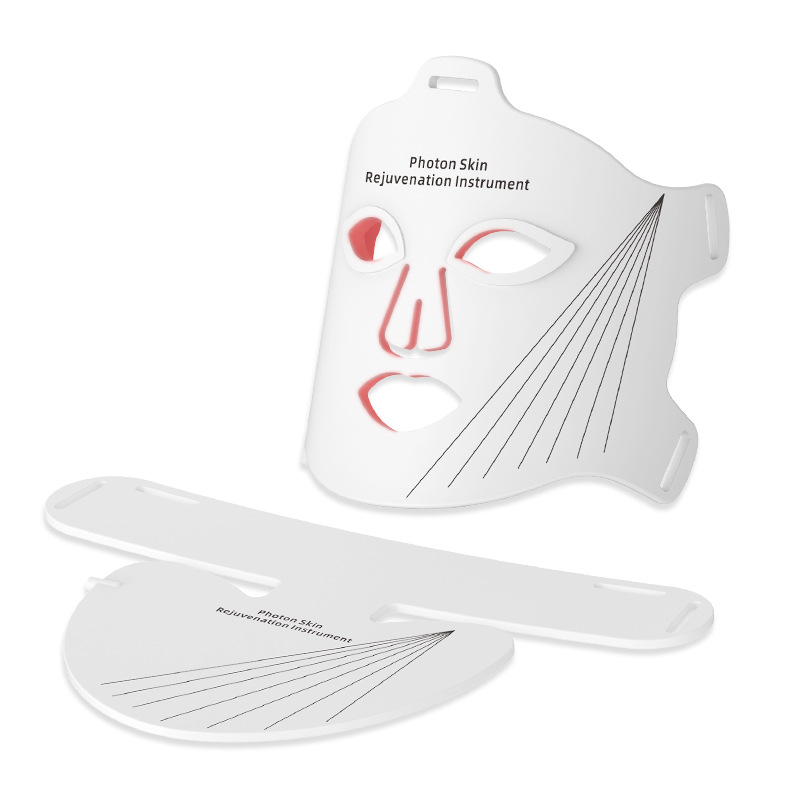 Cross-Border New Silicone Led Mask Photon Rejuvenation Device for Home Use, Red Light Mask with Neck Beauty Device