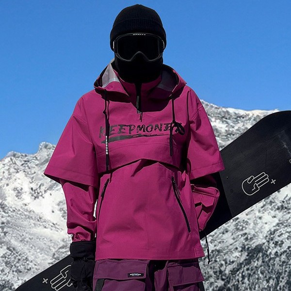 American Ski Clothing for Men and Women, Single Board Fleece-Lined, Warm Violet, Windproof and Waterproof Outdoor Ski Clothing, Southern Small Potatoes