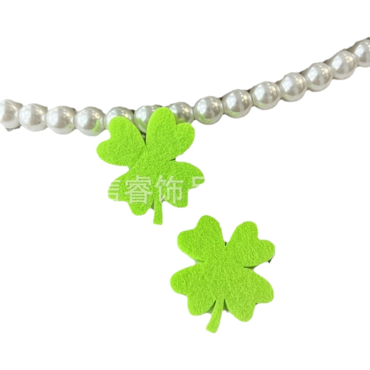 Four-Leaf Clover Irish DIY Jewelry Kidsren's Hair Accessories Labubu Christmas Decoration Materials Felt Cloth Accessories