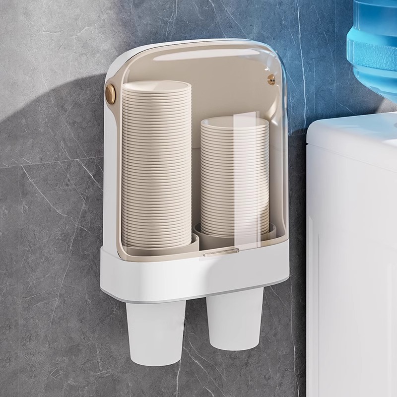 Disposable Cup Taker Household Wall-mounted Paper Cup Taker Rack Dust-proof Punch-free Cup Storage Rack
