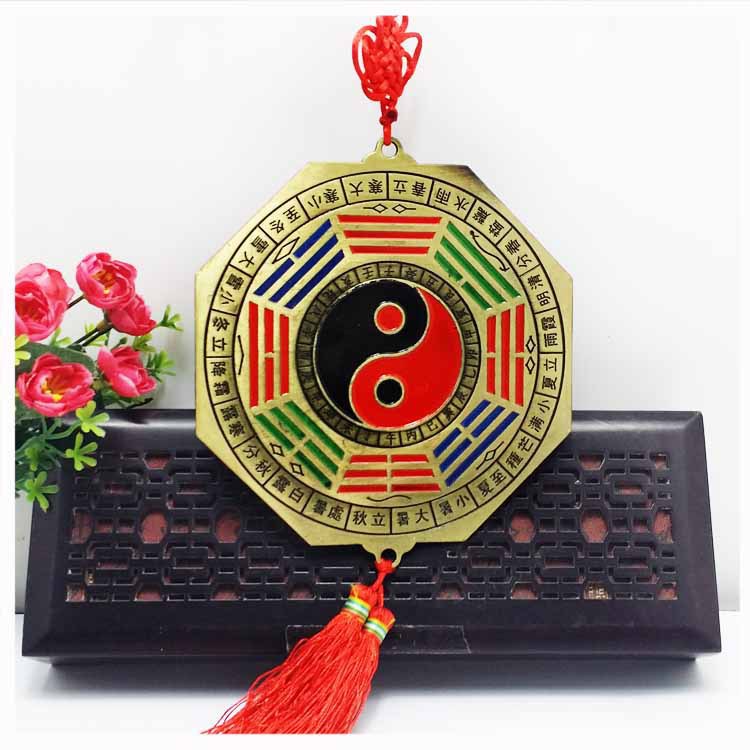 Зеркало Фэншуй медное с девятью дворцами и двенадцатью знаками зодиака, плоское зеркало Багуа Тайцзи