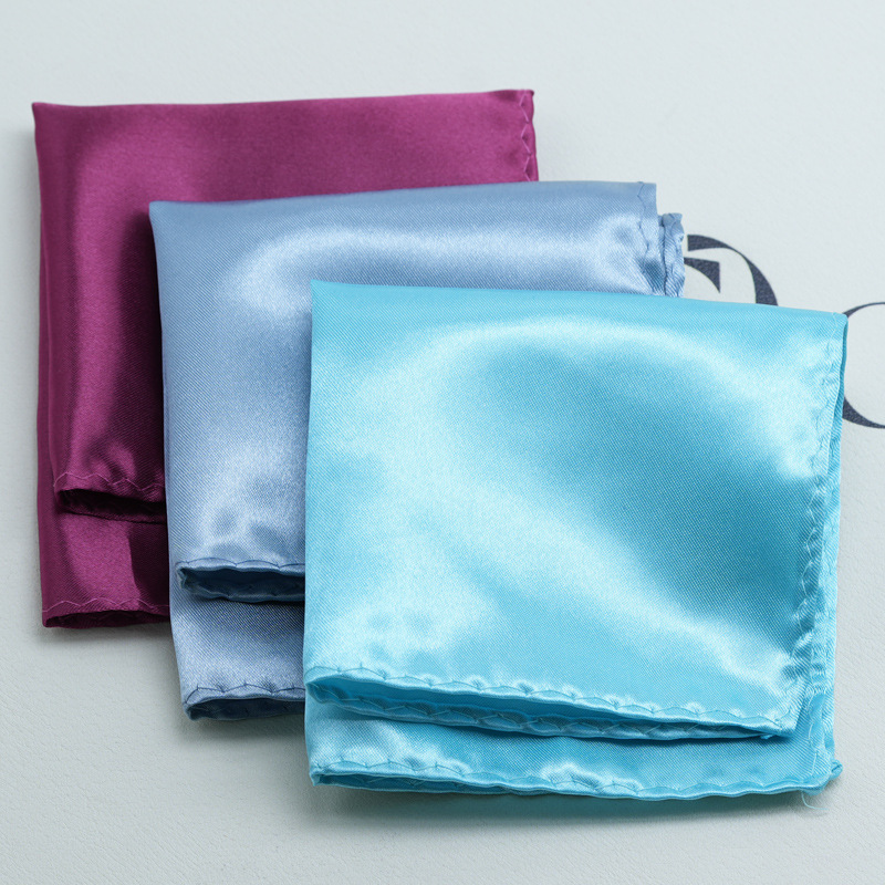 Suit Business Men's Pocket Scarf Solid Color Bright Square Scarf Fashion British Style Yanhui Dress Handkerchief Black White Red Purple