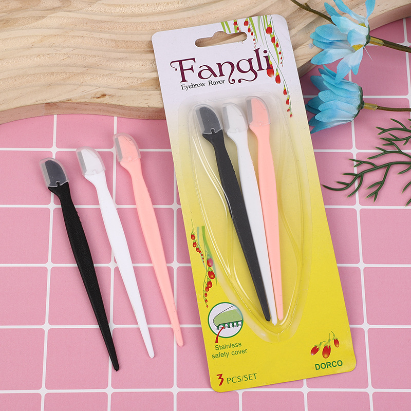 Fang Li eyebrow trimming knife three straight rod eyebrow trimming knife eyebrow shaving knife with protective shell