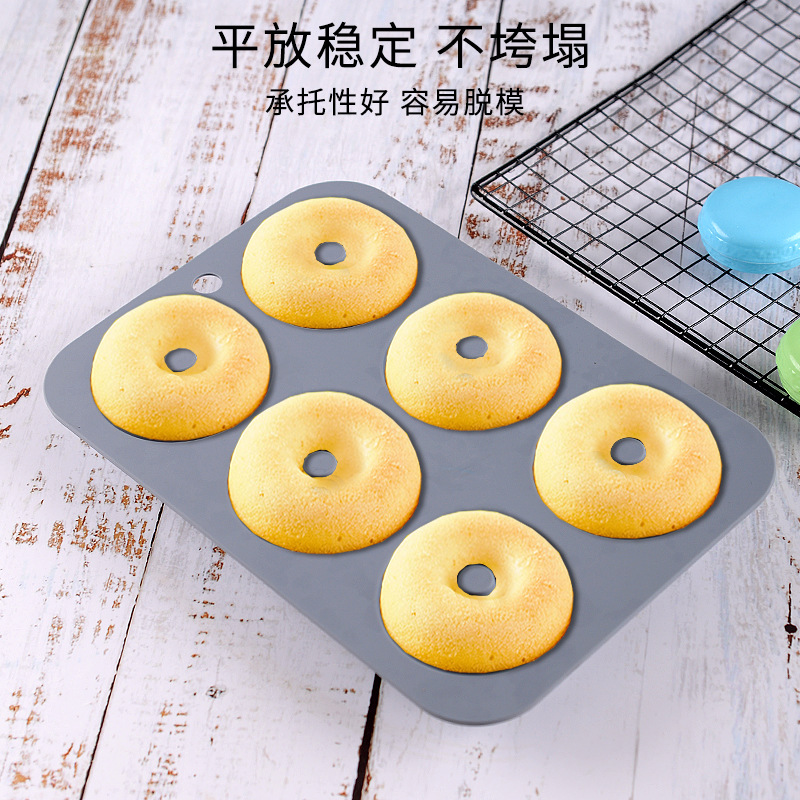 6-Piece Silicone Cake Mold Household Silicone Donut Mold DIY Baking Cake Mold Bread Mold Tool in Stock