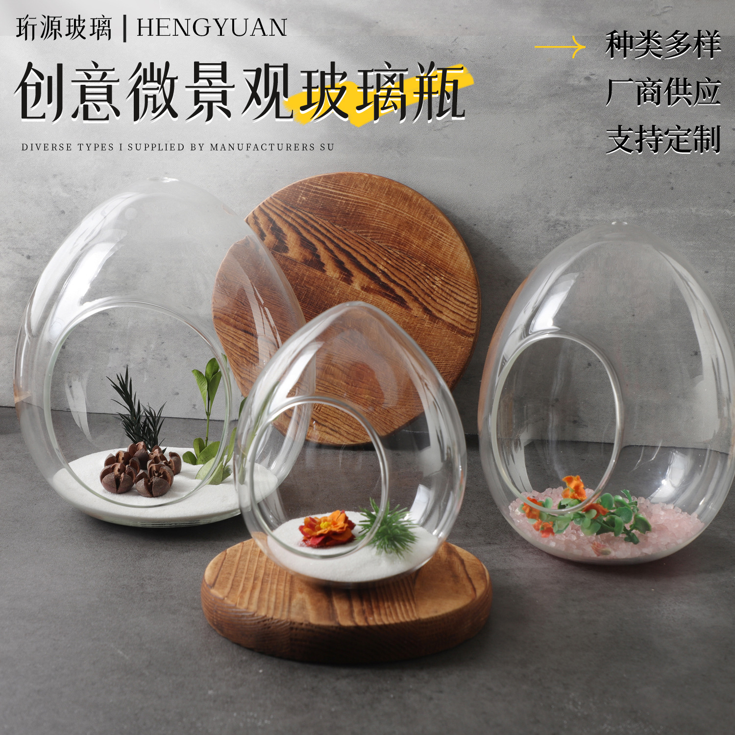 Креативная яйцевидная микроландшафтная прозрачная стеклянная ваза, зеленое растение, гидропонные суккуленты, бутылка для ландшафта оптом