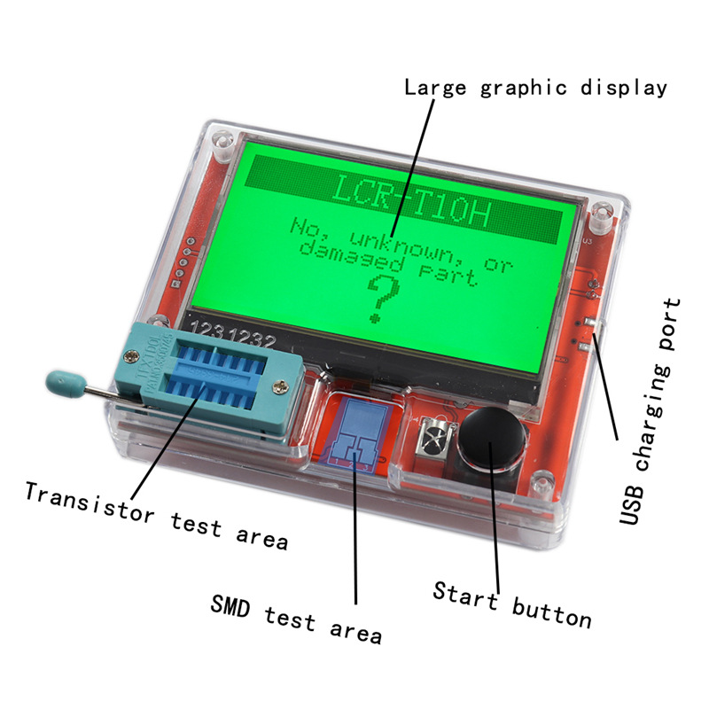 Multifunctional Large Screen Graphic Display Transistor Resistor Mos Tester Lcr-T10H with Lithium Battery