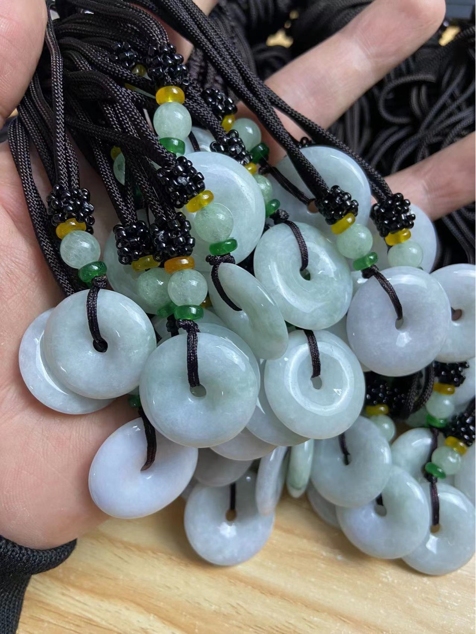 Jade Jade Hanging Ping An Buckle Bean Green White Domestic Identification A Goods Jade Pendant Jade Pendant