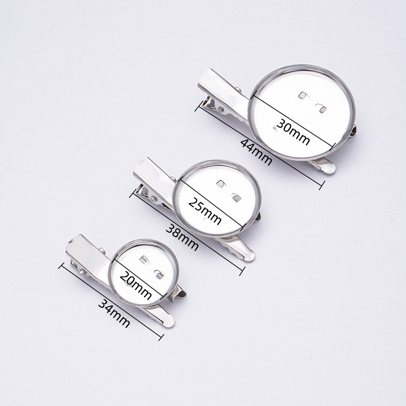 Factory Direct Supply Metal Disc with Duck Clip Dual-Use Round Tray Brooch DIY Jewelry Accessories Duckbill Clip Hairpin