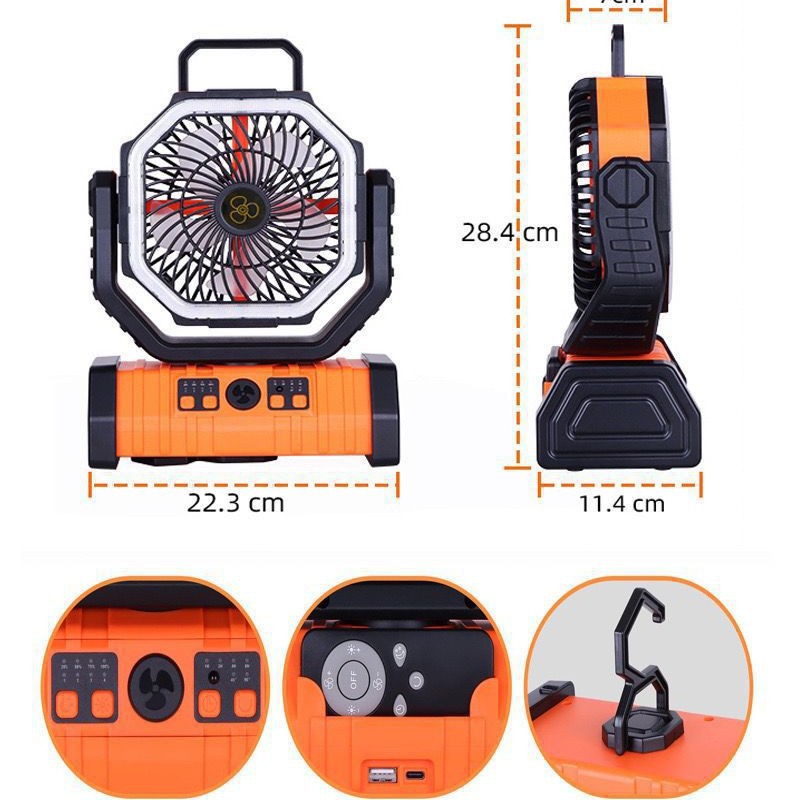 Cross-Border Camping Fan Remote Control Large Capacity USB Charging Camping Tent Lighting Desktop Long Life Outdoor Fan