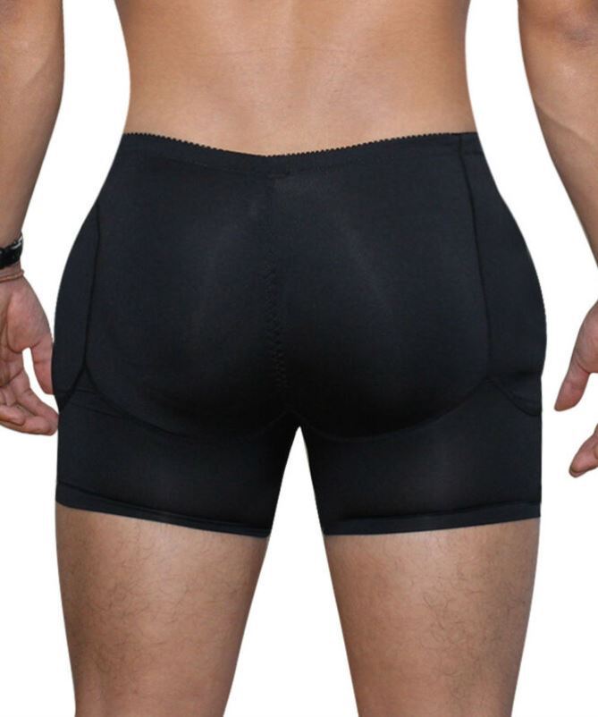 Men's Boxers Underwear Black Padded Butt Enhancer Booty Boost