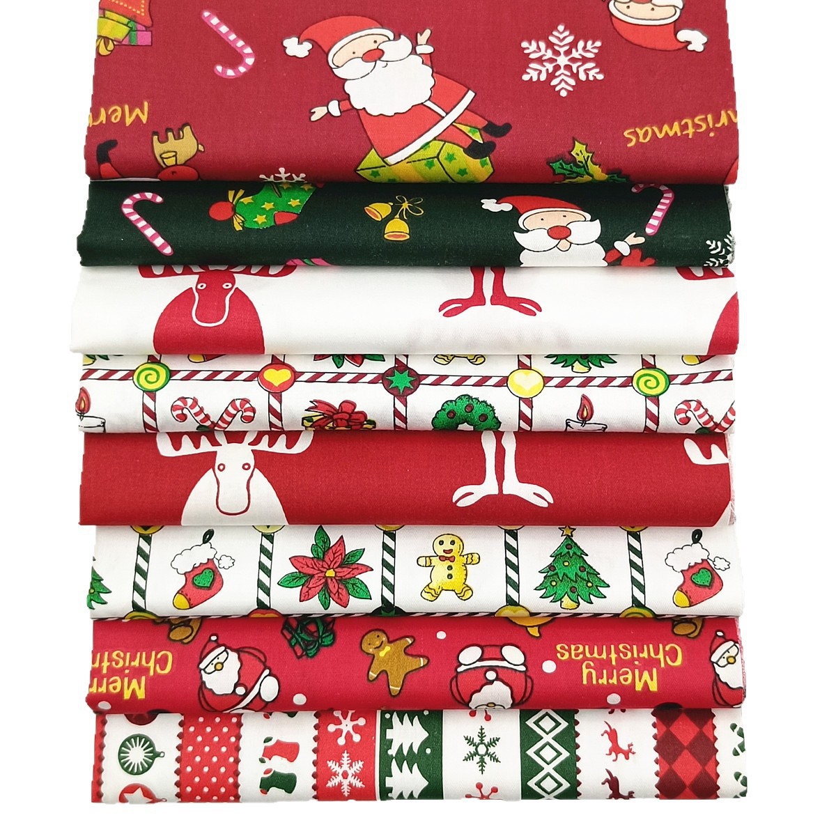 Cross-Border Cartoon Christmas Series Printed Fabric DIY Handmade Patchwork Cloth Set Christmas Decorative Cloth Small Cloth Head Cotton Cloth