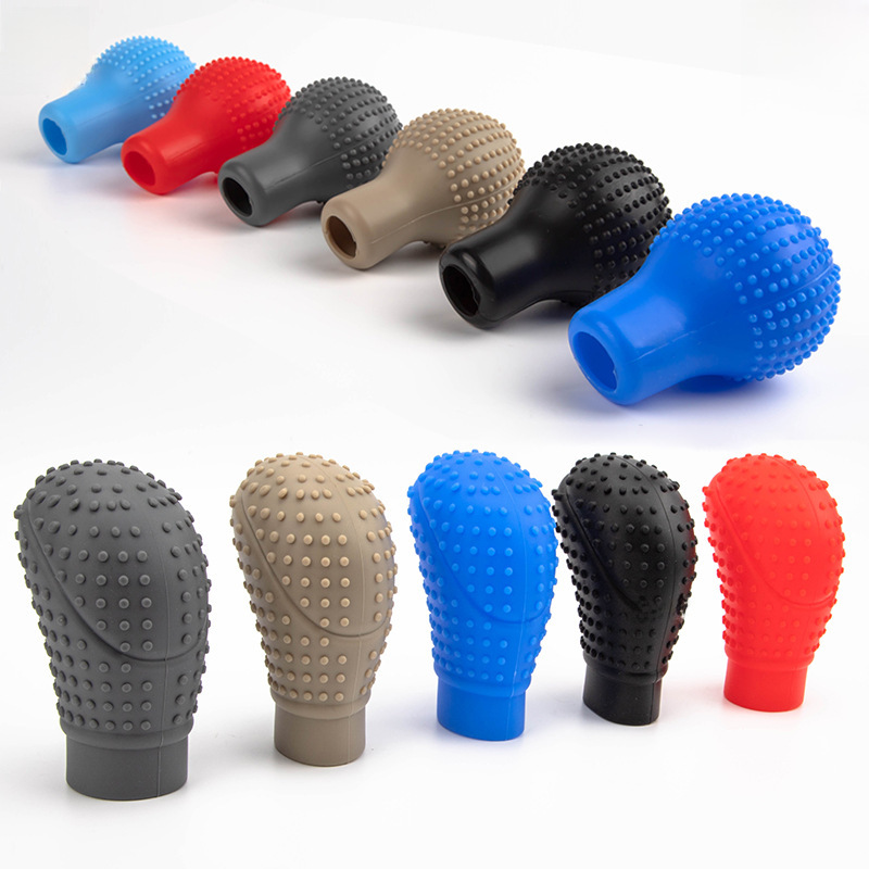 Car Silicone Gear Sleeve Round Gear Handle Sleeve Oval Manual Massage Gear Head Protective Sleeve Car Handbrake Sleeve
