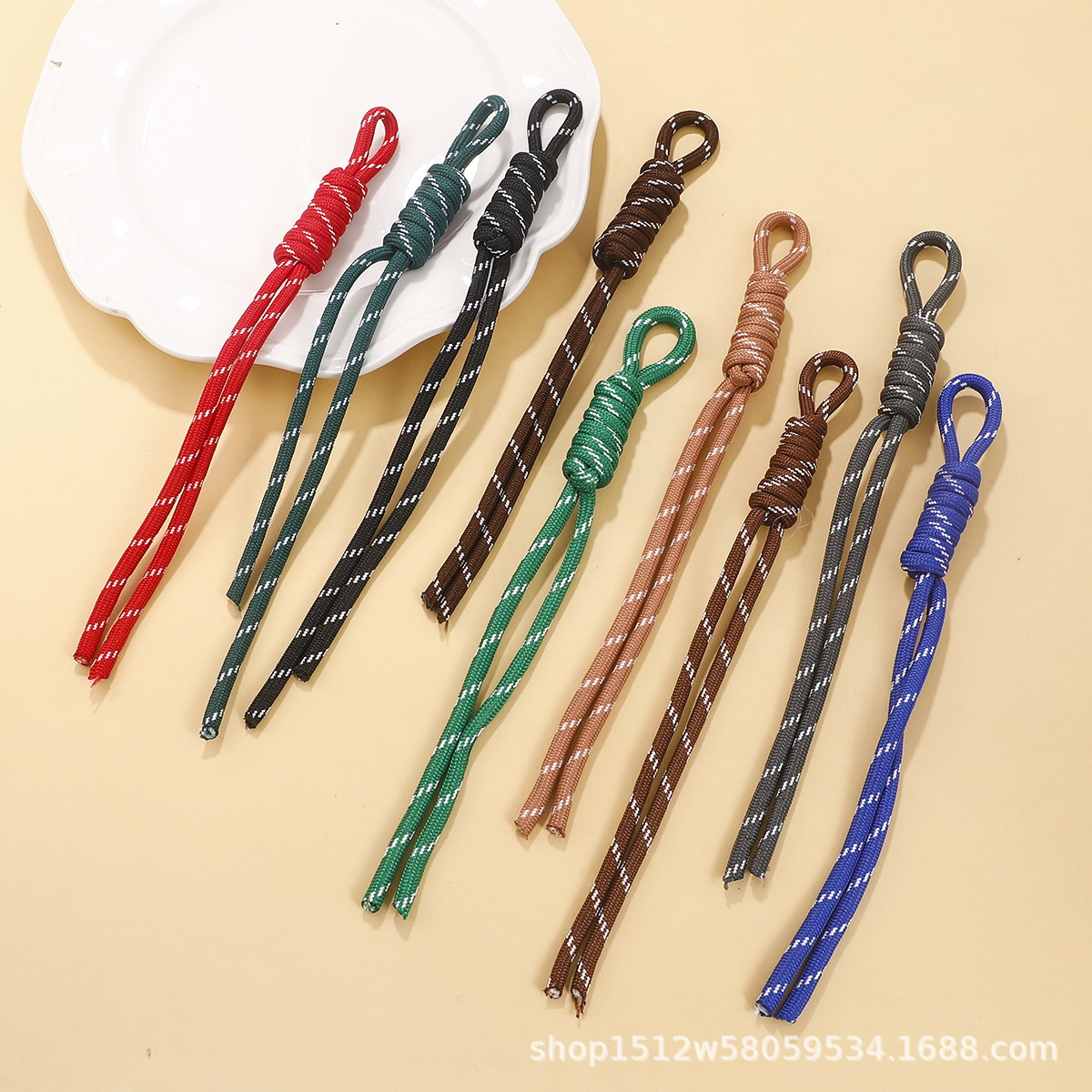 Colorful Dopamine Versatile Nylon Hand Rope Simple Stylish Roman Knot Keychain Ins Bag Pendant Decoration