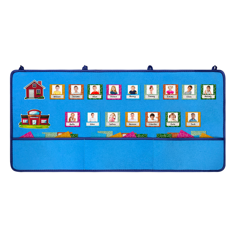 Factory in stock supply Amazon supply wall-mounted felt board attendance bag sign-in hanging bag can be affixed with photos attendance bag