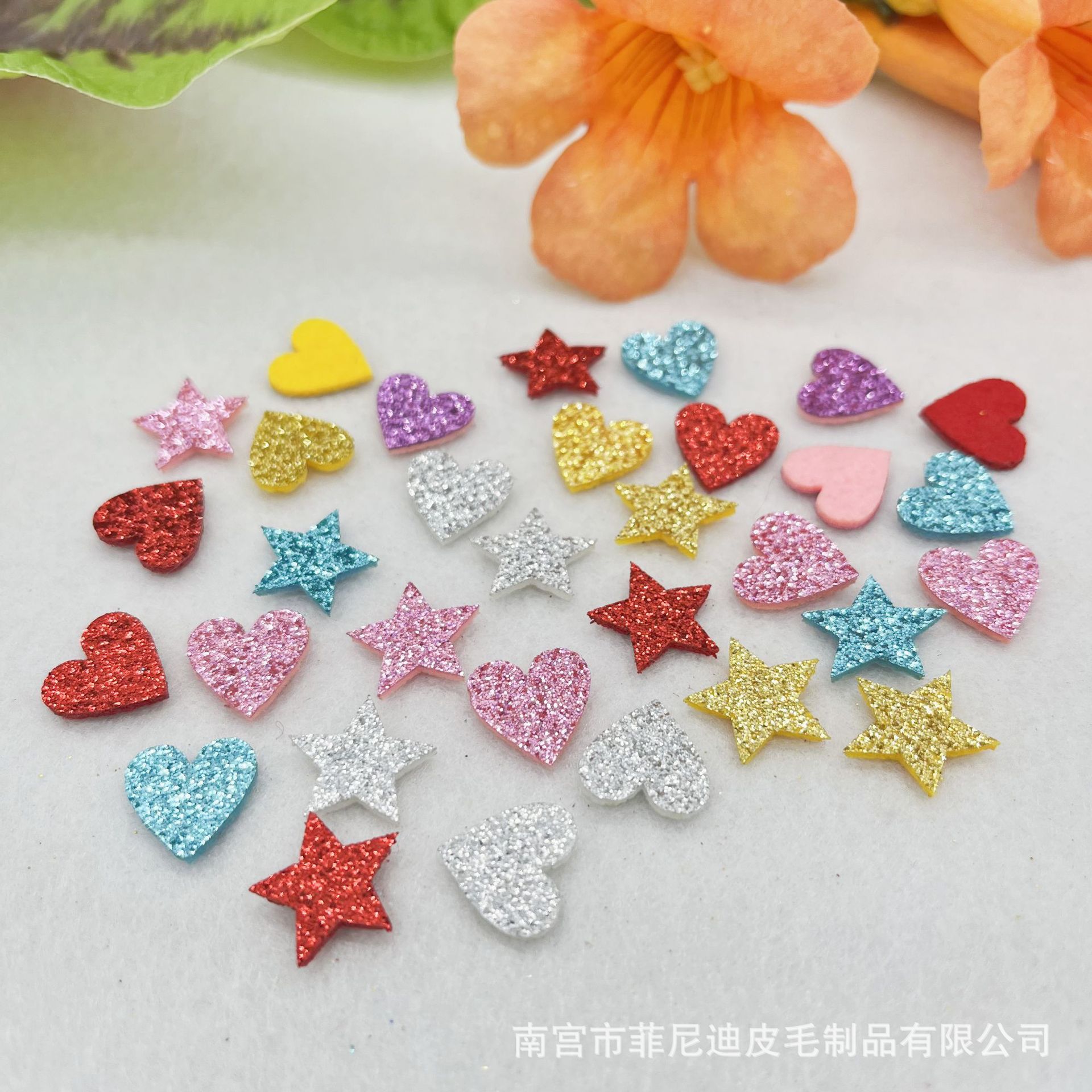 Bright sparkling love star patch bright powder non-woven DIY handmade hair accessories plum blossom patch