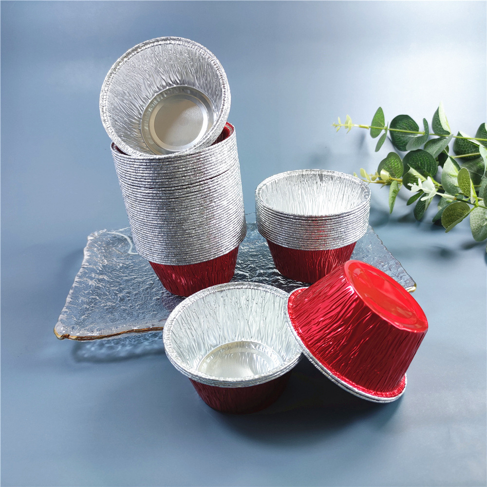 Spa Cake Mold for Steamer Cake Cup Disposable Household Laughing Plate Bowl Large Red Tin Paper Bowl Deep Mouth Egg Tart Bracket